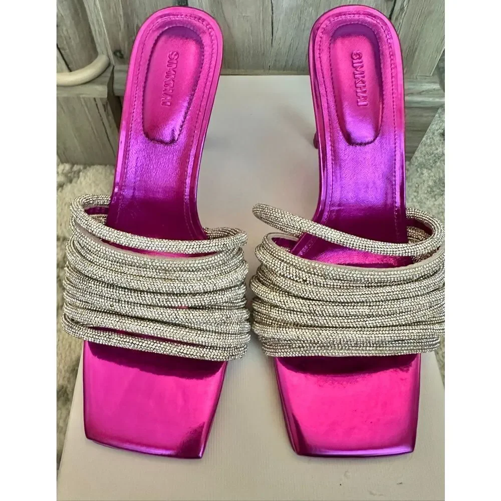 Jonathan Simkhai Lena Metallic Multi Crystal Strap Size 38 / 7.5 NEW